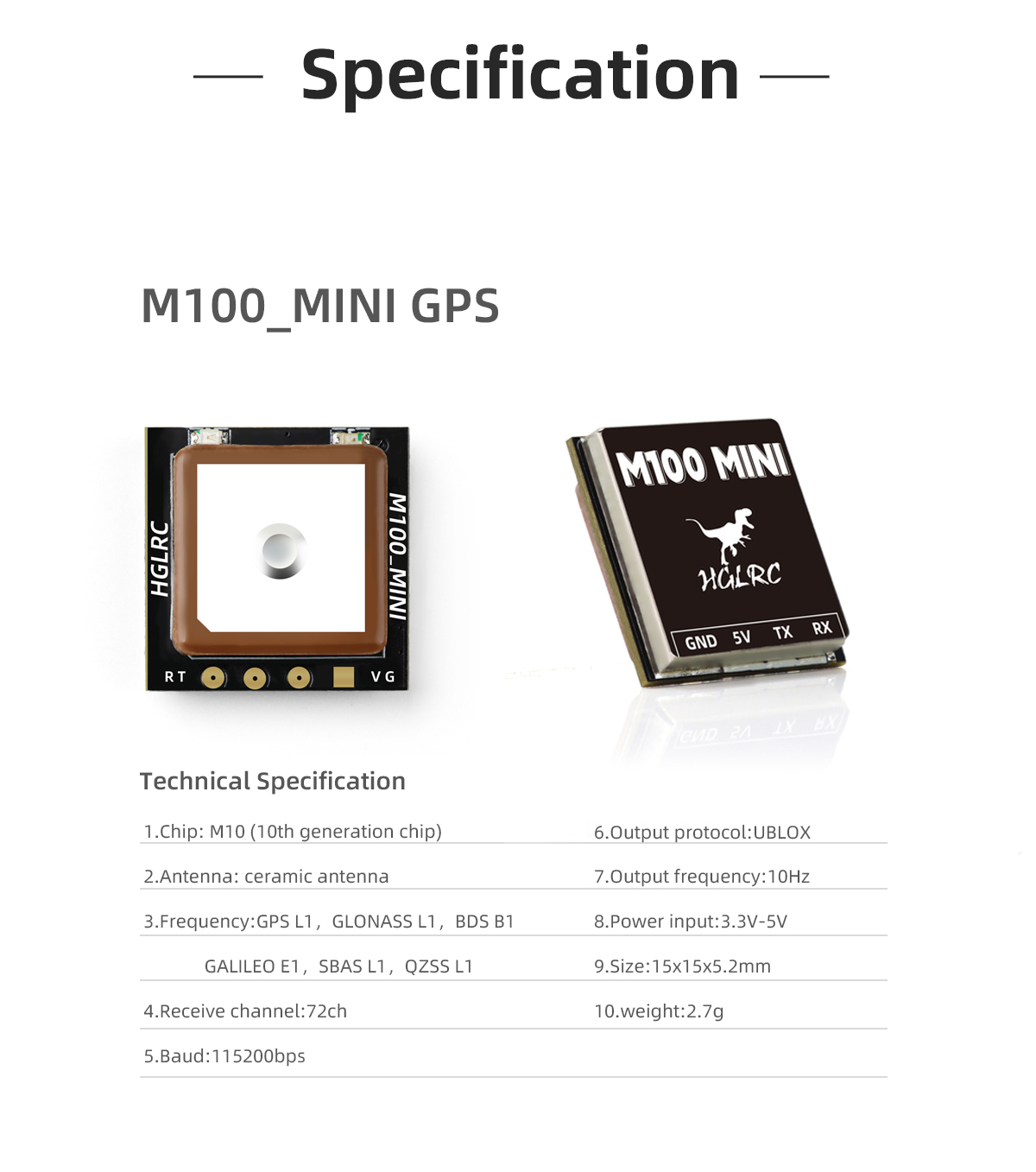 HGLRC-M100-MINI-GPS-Modul-mit-M10-Chip-und-eingebauter-Keramikantenne-fuumlr-2-7-Zoll-FPV-Racing-RC--1982120-1